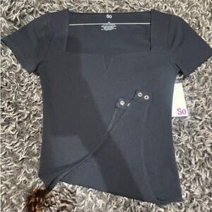 SO Black Fitted Buttoned Bodysuit